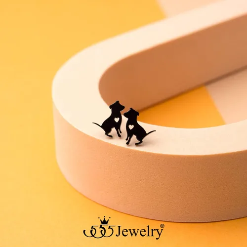 Miniatura 4 de 555Jewelry Aretes pequeños de acero inoxidable para perros pequeños y pequeños para mujeres y niñas