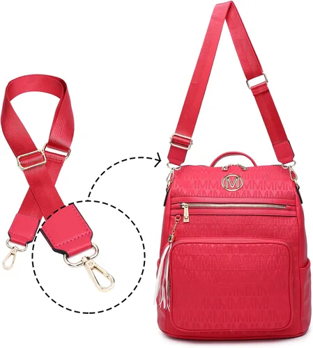 Miniatura 14 de MKP COLLECTION Mochila de moda para mujer, bolsa convertible grande para mujer, mochila de viaje, bolsa de hombro, juego de 2 piezas con borla, Beige