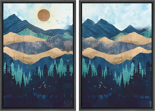 Miniatura 135 de SIGNWIN Lienzo enmarcado para pared, juego de arte sereno de paisaje de pantanos, ilustración rústica, arte moderno, minimalismo, decorativo
