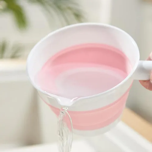 Miniatura 6 de Hemoton Cucharón de agua plegable Cucharón de cocina Cucharón de agua Cucharón de agua para cocina, baño, jardín, baño, lavado de agua, color rosa