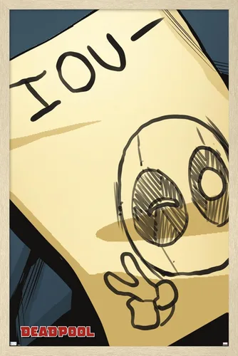 Miniatura 6 de Trends International Marvel Comics Deadpool - Póster de pared IOU, 14.725 x 22.375 pulgadas, versión enmarcada de madera de granero