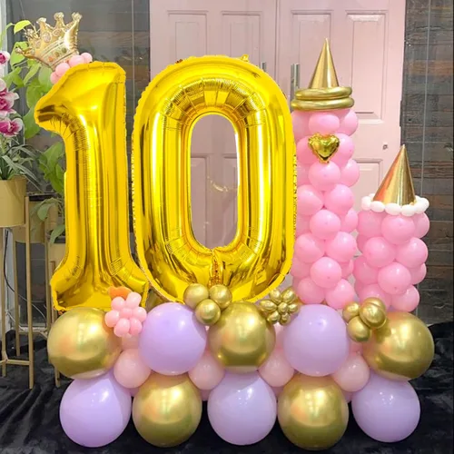 Miniatura 7 de SINBEE Globo dorado del número 10, papel de aluminio Mylar de 40 pulgadas, decoración de fiesta reutilizable para cumpleaños, aniversario, Oro
