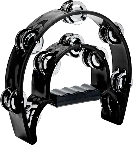 Musfunny Half-MoonTambourines Instrumento musical para adultos, fiesta, color negro | Half-Moon, Double Row Metal Jingles, Hand Held Percussion