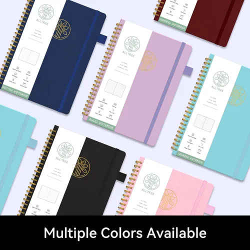Miniatura 6 de Alltree Cuaderno de cuadrícula de puntos en espiral, cuaderno de papel punteado para el trabajo, tamaño mediano A5, cuaderno en espiral con lazo