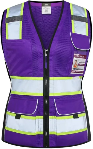 Chaleco de seguridad Dib Safety para mujeres con bolsillos, chaleco reflectante de malla de alta visibilidad, ANSI Clase 2 fabricado con cinta