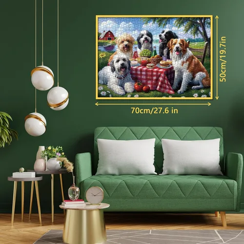 Miniatura 5 de Rompecabezas divertidos de comida para perros para adultos, 1000 piezas de naturaleza, coloridos rompecabezas de árbol de flores, hermoso
