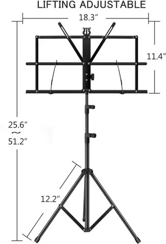 Miniatura 6 de ENNBOM Soporte de música 2 en 1 portátil plegable para partituras, clip de partituras de música ajustable, soporte profesional para partituras