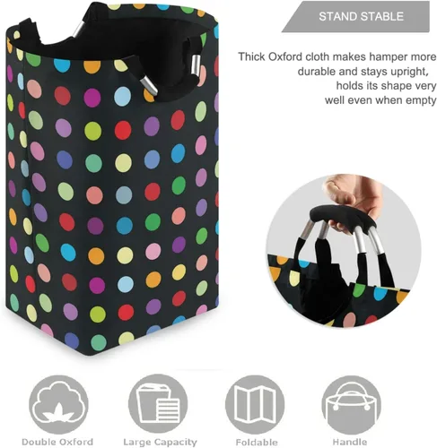 Miniatura 3 de visesunny Coloful - Cesta de colada grande con asa plegable y duradera, cesta de ropa, bolsa de lavandería, cubo de juguete para baño, dormitorio