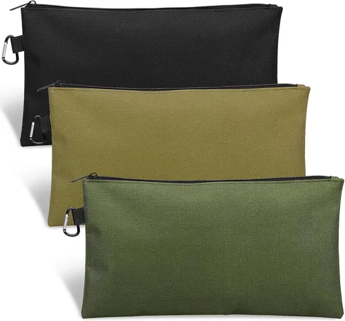 Paquete de 3 bolsas de herramientas con cremallera, bolsa de herramientas de alta calidad, organizador de almacenamiento multiusos con mosquetón,