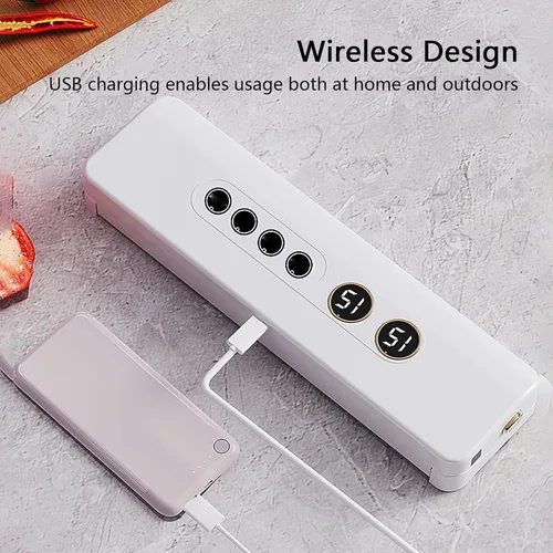 Miniatura 2 de Máquina selladora al vacío, ahorrador de alimentos inalámbrico, ancho de bolsa de vacío de 12.6 pulgadas, aparato de cocina portátil de ABS