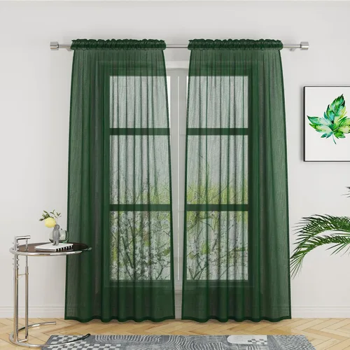 Miniatura 34 de UPOPO Paneles de Cortina Beige Pequeños Cortinas Transparentes de Gasa de 16 Pulgadas de Largo Cortinas de Cocina de Voile con Textura de Lino