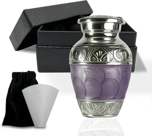 Miniatura 9 de Urnas de cremación para cenizas humanas de adultos femeninos y masculinos – Urnas de entierro y funeral decorativas grandes con diseño de alas