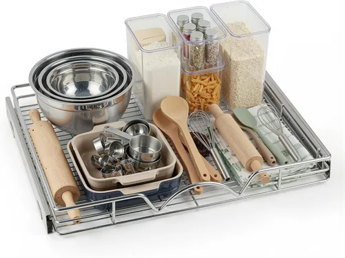 Miniatura 16 de Organizador de gabinete deslizable, estante de almacenamiento de armario de cocina deslizante extraíble y organizador, marco de alambre resistente