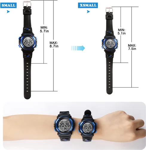 Miniatura 6 de Reloj analógico para niños, reloj para niños de 6 a 15 años, reloj digital para deportes al aire libre, multifuncional con cronógrafo LED 50 M