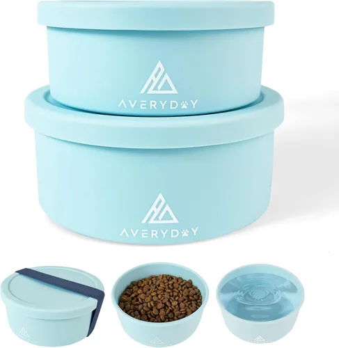 Miniatura 11 de AVERYDAY Cuencos de viaje para perros de 30 onzas con tapas, cuencos portátiles 2 en 1 para alimentos y agua, cuenco de agua y comida para perros