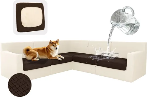Miniatura 32 de ALIECOM Fundas 100% impermeables para sofá seccional esquinero en forma de L, fundas de cojín de jacquard elásticas para mascotas y perros