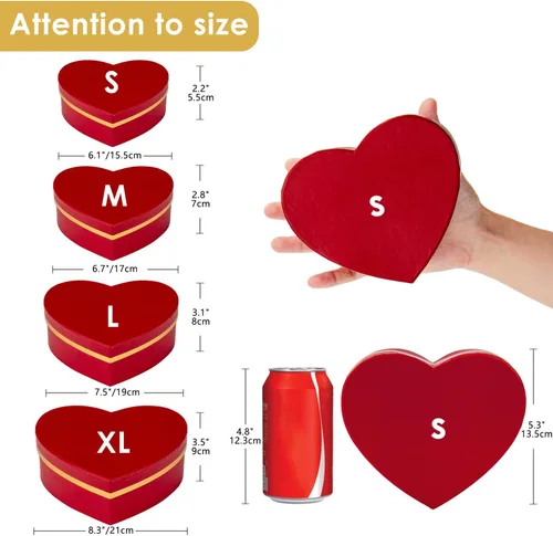 Miniatura 3 de Oairse Cajas de regalo en forma de corazón para flores, cajas de regalo anidadas con tapas, cajas en forma de corazón para arreglos de flores, juego
