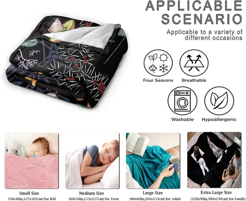 Miniatura 7 de Manta de regalo personalizada de hongos del bosque salvaje oscuro, manta de franela suave y ligera, adecuada para uso en cama, sala de estar