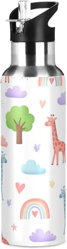 Miniatura 8 de BPA-Free Sports Water Bottle 20 Oz, Insulated Water Bottle for Gym Outdoor Travel School, Cute Giraffes