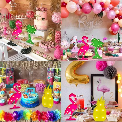 Miniatura 4 de AceList Tropical Luau Party Supplies Flamingos Palm Trees Sign Light para decoración de fiesta temática hawaiana cumpleaños dormitorio decoración