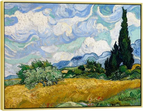Miniatura 10 de Wieco Art - Arte enmarcado para pared de Campo de trigo con cipreses de Vincent Van Gogh, reproducción de pinturas en lienzo abstracto, impresiones