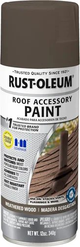 Rust-Oleum 285217 Pintura en aerosol para accesorios de techado, 12 onzas, color madera envejecida Roble (Weathered Wood)