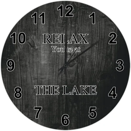 Miniatura 26 de UFunhome Reloj de pared de granja Lake Relax You're at The Lake Silent Non-Ticking Vintage Country reloj de grano de madera a pilas para el hogar