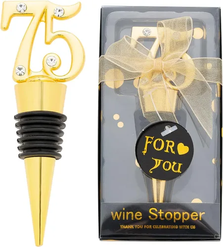 Miniatura 16 de Paquete de 24 recuerdos de fiesta de cumpleaños 50 para invitados, tapones para botellas de vino de 50 años con caja de regalo, tapones de vino