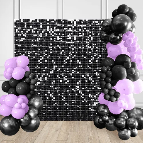 Miniatura 17 de Fondo negro brillante para pared, 3 x 4 pies, fondo de fotos de graduación con purpurina para fiestas, aniversarios, discotecas, cumpleaños