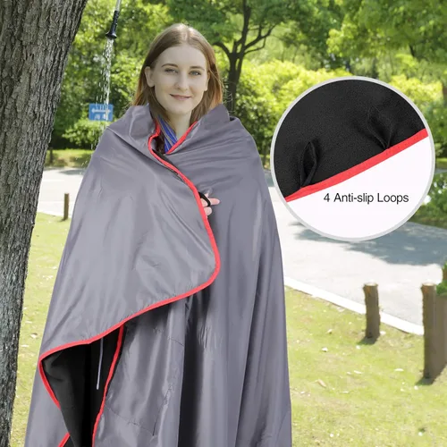 Miniatura 3 de REDCAMP - Manta Stadium impermeable, grande, resistente al viento, suave y forro polar cálido para acampar, clima frío y deportes al aire libre Gris