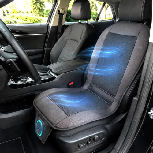 Miniatura 9 de ZONETECH Cojín de enfriamiento para asiento de auto 12V negro, temperatura ajustable, cómodo cubreasiento de auto