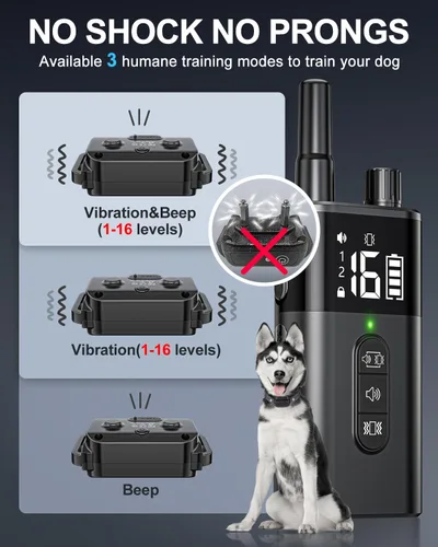 Miniatura 4 de Collar de entrenamiento para perros con control remoto para 2 perros, 10-120 libras, 3300 pies, impermeable, sin golpes, collar de perro vibratorio