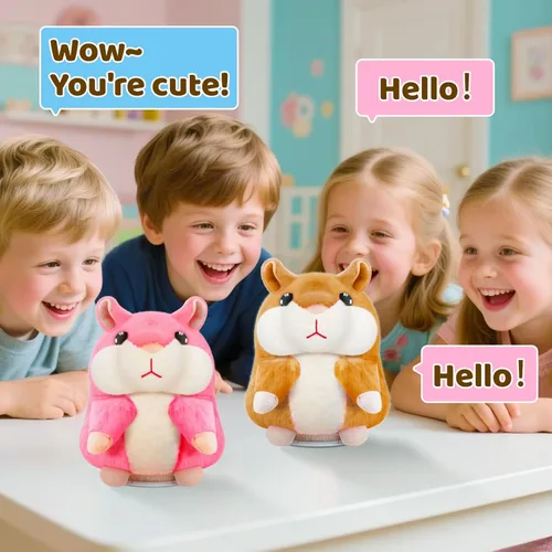 Miniatura 5 de SANJOIN Juguetes para niños pequeños, hámster parlante repite lo que dices para niños y niñas, animales de peluche, juguete sensorial interactivo