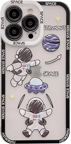 Miniatura 10 de Yonds Queen Funda transparente para iPhone 11, diseño de luna de astronauta espacial de astronauta de dibujos animados, elegante diseño de luna