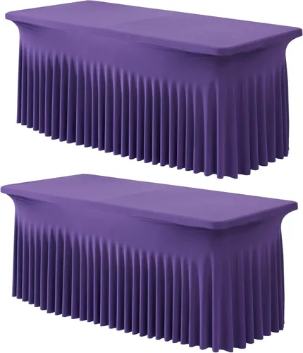Miniatura 36 de Outpain - 4 paquetes de mantel de elastano de 6 pies para mesas plegables estándar - Mantel de mesa rosa bebé, protector de mesa para fiesta, boda