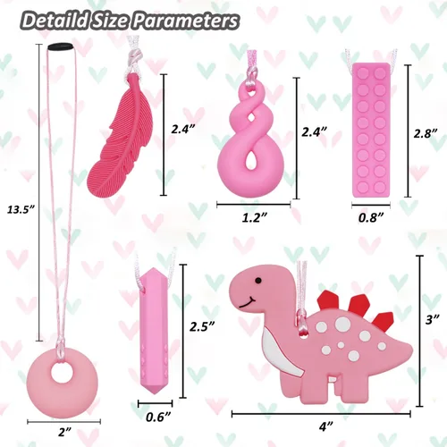 Miniatura 6 de Collar masticable para niños y niñas, paquete de 6 collares masticables sensoriales para niños autistas o adultos con TDAH, SPD, ansiedad, juguete