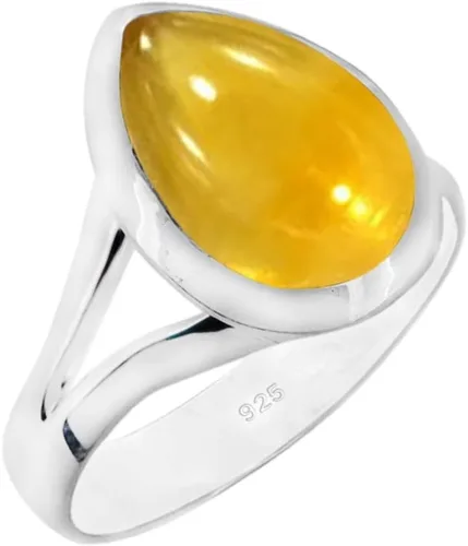 Miniatura 4 de Anillo de piedras preciosas naturales Anillo de plata ajustable hecho a mano Anillo de piedras preciosas en forma de pera Plata de ley 925