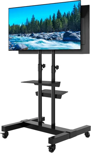 Miniatura 12 de TAVR Furniture - Soporte de TV móvil con ruedas, soporte de TV rodante con montaje en el suelo con ruedas bloqueables, altura ajustable para TV