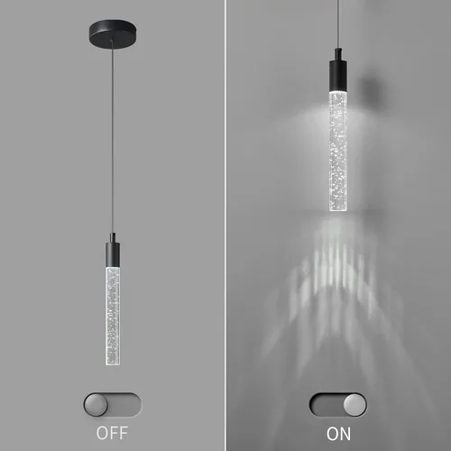 Miniatura 5 de Iluminación colgante moderna para isla de cocina Luz colgante regulable LED acabado negro Mini iluminación colgante de cristal para dormitorio