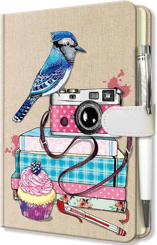 Diario Blue Jay para niñas, regalo para adolescentes, niños, diario con bolígrafo y cierre magnético, 192 páginas para escribir, cuaderno forrado de