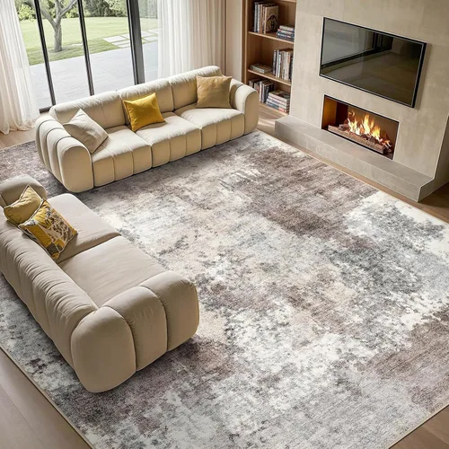 Miniatura 21 de Tortania Alfombra redonda lavable de 5 pies para sala de estar: Alfombra moderna abstracta neutra grande suave y delgada – Alfombra antideslizante
