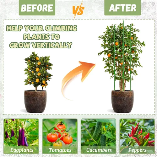Miniatura 6 de Legigo Paquete de 4 jaulas de tomate de 4 pies para soporte de plantas de jardín, estacas de jardín de hasta 48 pulgadas, jaula de tomate