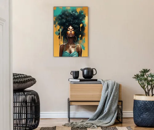 Miniatura 207 de Arte de pared afroamericano, decoración de rey y reina bailarín negro para sala de estar, arte de pareja de amor negro para dormitorio, lienzo