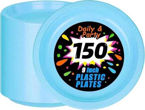Miniatura 23 de WELLIFE Platos de postre negros de 7 pulgadas, 150 unidades, platos de postre de plástico desechables para fiestas, pasteles, aperitivos, ensaladas