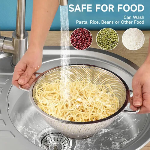 Miniatura 3 de Colador para cocina, 3QT, colador filtro de acero inoxidable con asa para frutas, verduras, cocinar alimentos, apto para lavavajillas