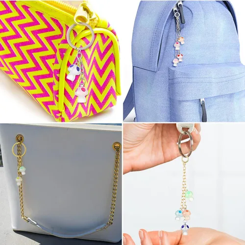 Miniatura 4 de Junkin Dije de hongo con dije de resina luminosa, mini cuentas de hongo, dijes de joyería lindos para manualidades, pulseras, collares, aretes