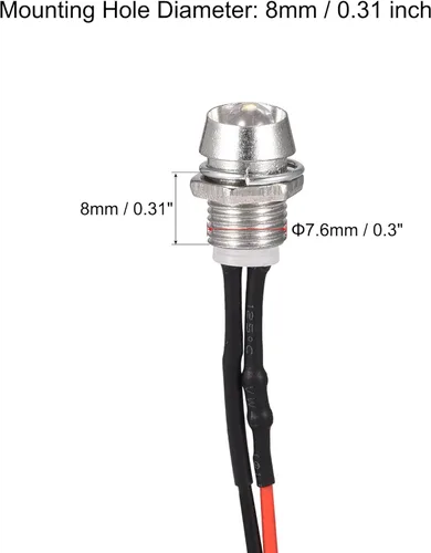 Miniatura 3 de uxcell Luces indicadoras de señal LED AC/DC 24V 0.315 in montaje en panel de metal Shell lámparas de advertencia rojo, amarillo, azul, verde
