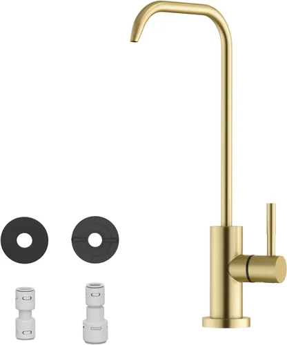 WEWE Grifo de agua potable, grifo de filtro de agua de cocina sin plomo para ósmosis inversa o sistema de filtración de agua, grifo RO, dorado