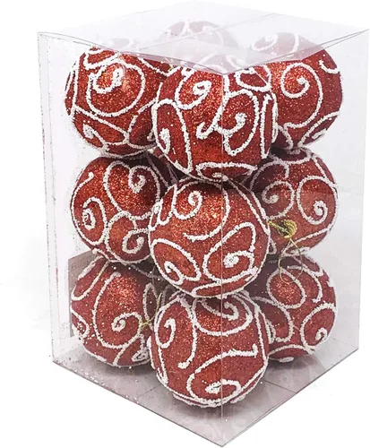 Miniatura 5 de Allgala Paquete de 12 bolas de adorno para árbol de Navidad de 3 pulgadas, bolas de espuma decoradas con purpurina, bolas de Navidad grandes, oro