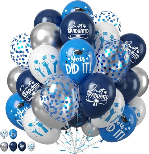 Miniatura 14 de Globo Rojo Blanco Azul, 50 unidades de 12 pulgadas, globos de látex azul marino, rojo rubí oscuro, confeti dorado metálico para baby shower